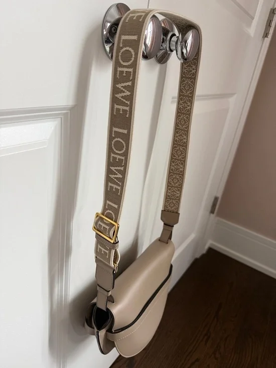 Loewe Taupe Gate Small Leather Crossbody Bag with Logo Strap - Picture 5 of 10